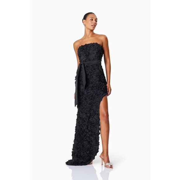 Elliatt Megan Strapless Maxi Gown In Black Dress Holiday Dress size S NWT - Picture 1 of 8